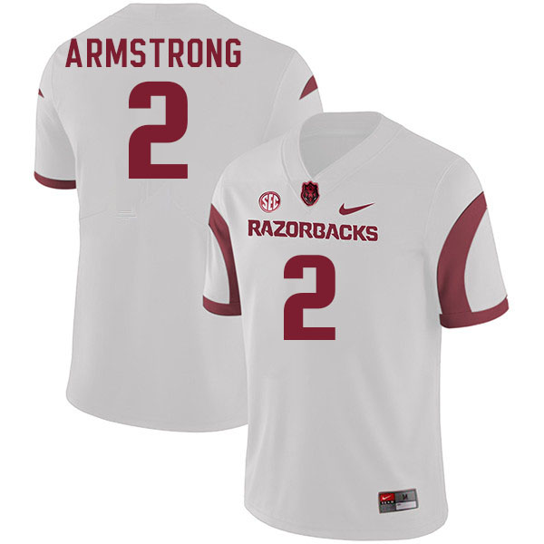 Men #2 Andrew Armstrong Arkansas Razorback College Football Jerseys Stitched Sale-White - Click Image to Close